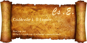 Csákvári Elemér névjegykártya